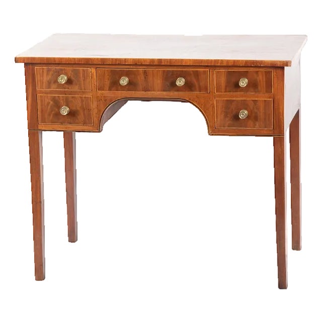 Flame Mahogany Antique Georgian English Ladies Writing Desk - Circa Early 19th Century For Sale