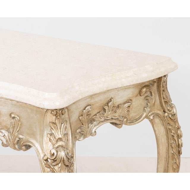 Late 20th Century Italian Rococo Style Silvered Wood Console Table For Sale - Image 5 of 9