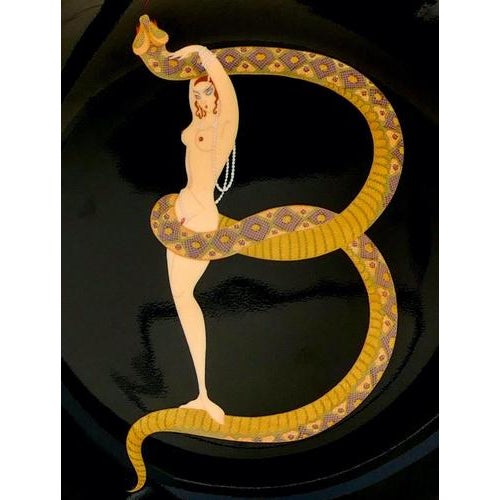 B Plate The Alphabet in Porcelain by Erté After, 1986 For Sale - Image 3 of 5