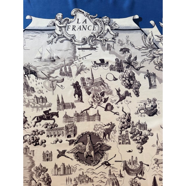 1950s Hermès La France 1959 Silk Scarf Designed by Françoise De La Perriere For Sale - Image 5 of 12