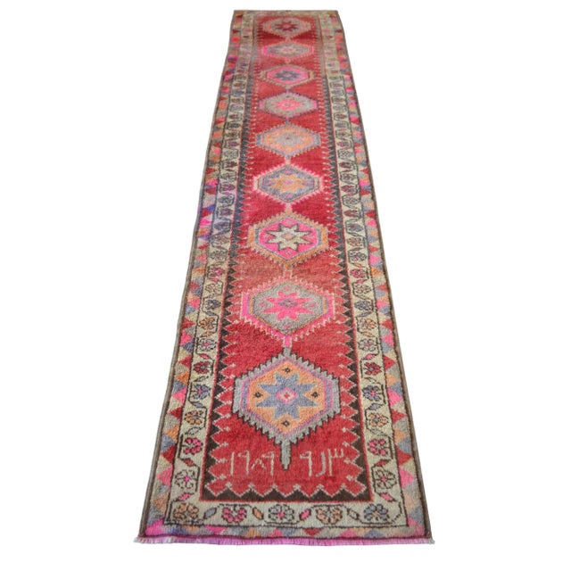 1980s 1980s Vintage Hand Knotted Tribal Kurdish Runner For Sale - Image 5 of 12