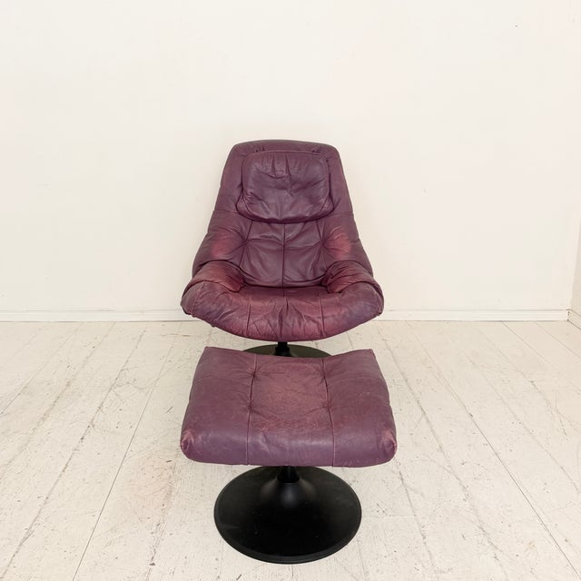 Set of Vintage Regent Leather Chair with Ottoman from Ekornes Stressless, 1980s For Sale - Image 6 of 11