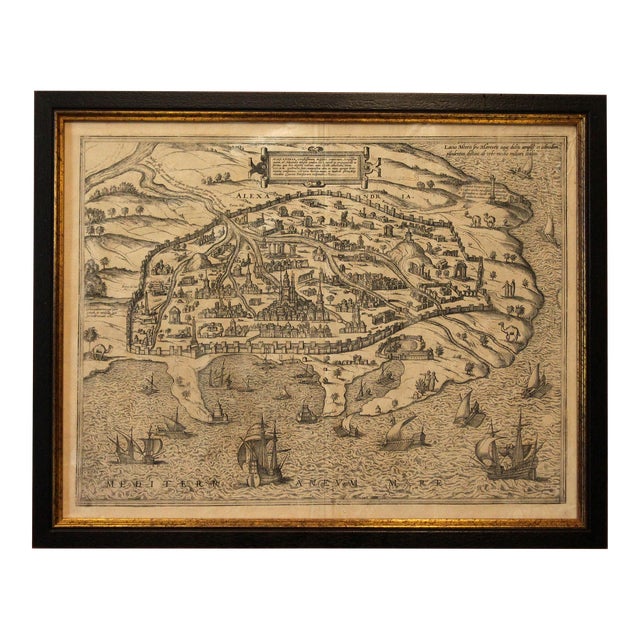 1597 German Map of Alexandria by Georg Braun and Frans Hogenberg For Sale