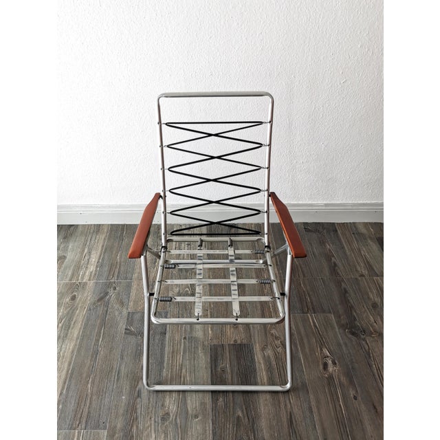 Folding Chair in Teak and Skai, 1960s For Sale - Image 10 of 14