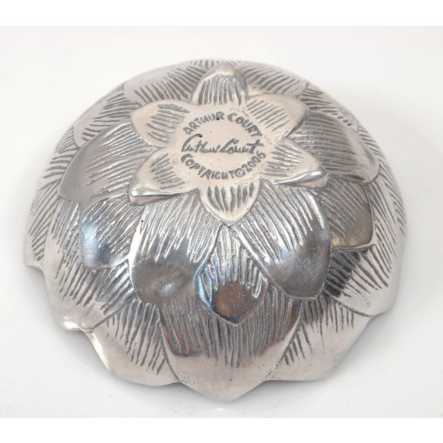2000s Lotus Arthur Court Post Modern Cast Aluminum Repousse Round Bowl For Sale - Image 11 of 12
