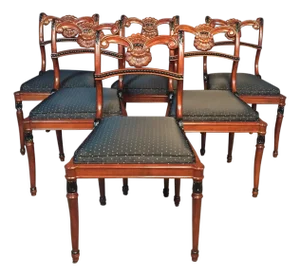 1990s Set of 6 Regency Style Dining Room Chairs