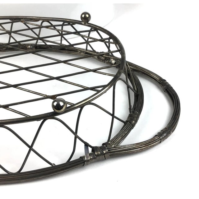 Vintage 1960s Silver Wire and White Ceramic Casserole Set For Sale - Image 10 of 12