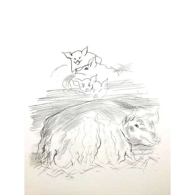 Wood Raoul Dufy - Farm Pigs - Original Etching 1940 For Sale - Image 7 of 7