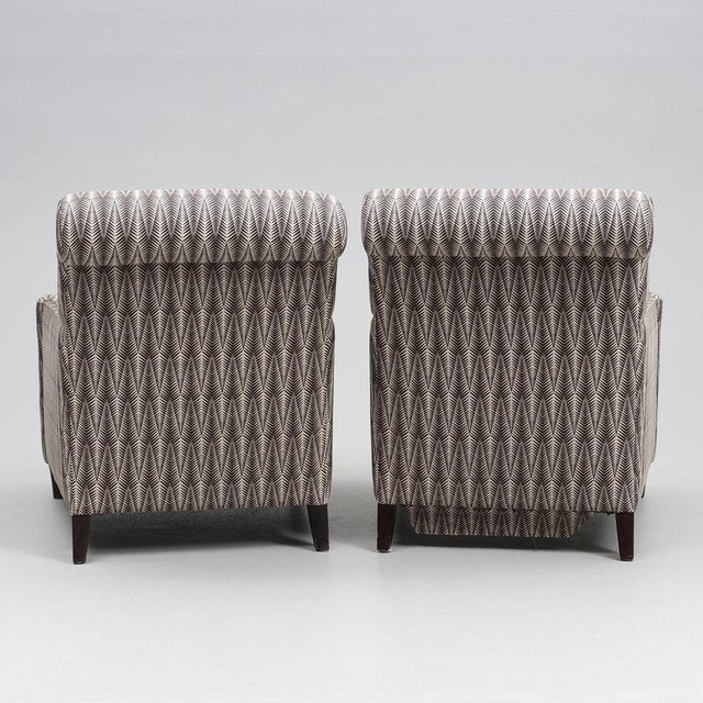 Mid-Century Modern Nordic Chairs in Wood with Neutral Textile, 1950, Set of 2 For Sale - Image 4 of 11
