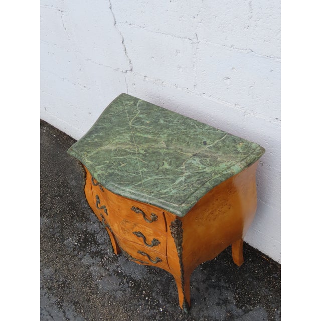 French Marble Top Bombay Serpentine Burlwood Commode Nightstand 6346 For Sale - Image 16 of 16
