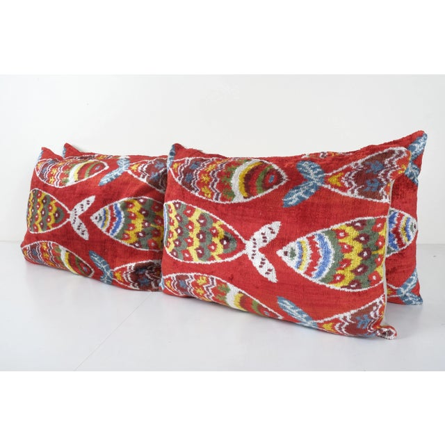 Fish Ikat Velvet Bedding Pillow, Set of Three For Sale In Philadelphia - Image 6 of 13