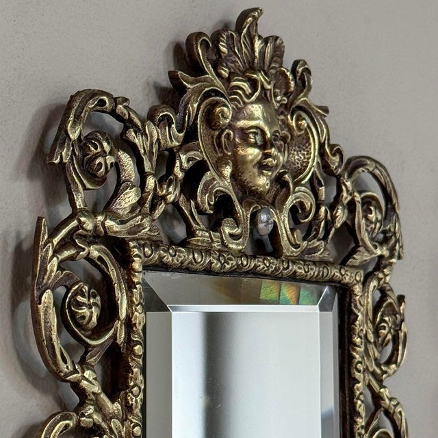 19th Century Italian Renaissance Cast Bronze Mirrored Wall Sconces - a Pair For Sale - Image 14 of 18