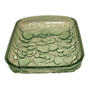 Vintage Spanish Green Indiana Glass Madeira Pattern Casserole Dish