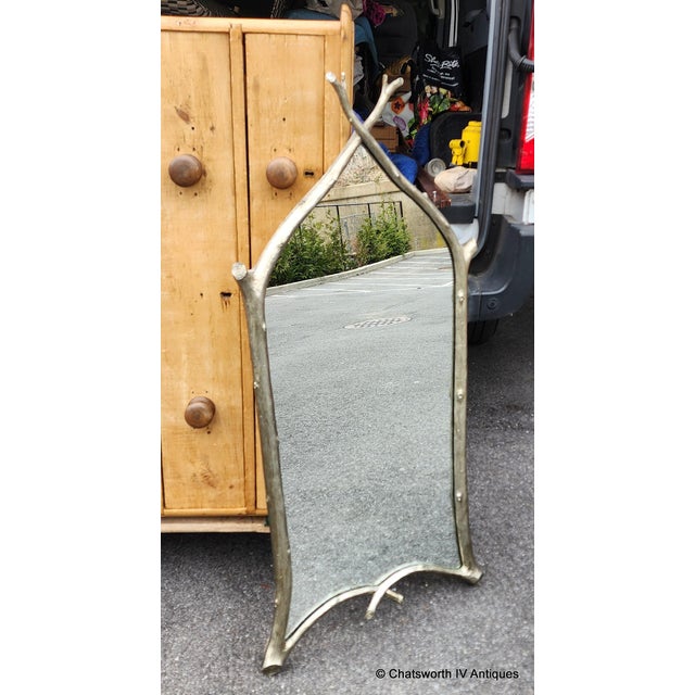 Vintage Carver's Guild Carol Conner Gothic Twig Mirror ~ 42 X 21 Pewter Finish For Sale - Image 12 of 13