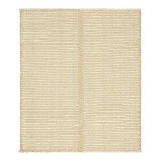 Rug & Kilim’s Contemporary Kilim in Beige and Ivory White Textural Stripes For Sale