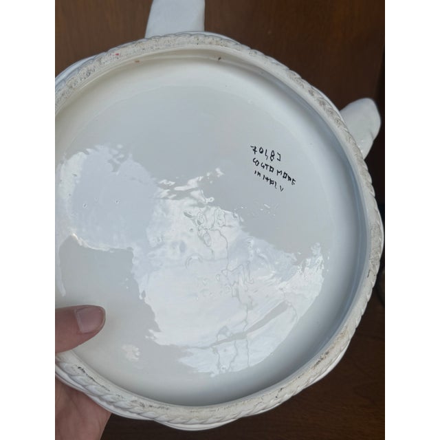 Mid 20th Century Vintage Italian Ceramic Dove Figurine Attributed to Meiselman – Hand-Painted Lovebirds in Nest For Sale - Image 5 of 8