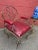 Mid-Century Modern Ornate Wrought Iron Armchair in Oxblood Red Vinyl For Sale - Image 3 of 12
