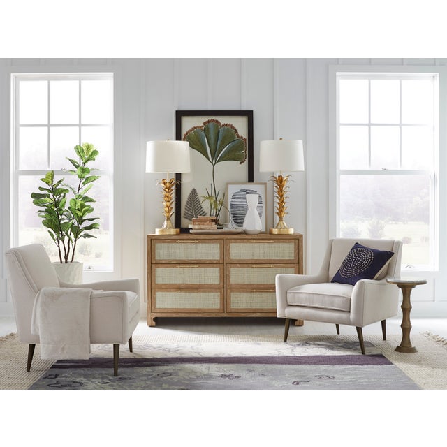 Wood Matthew Izzo Home Carla Matte White Canvas and Caned Chest of Drawers For Sale - Image 7 of 8