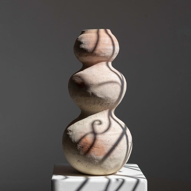 2020s Unglazed Terracotta Stacked Sphere Vase | One of a Kind For Sale - Image 5 of 11