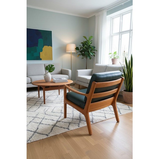 Brown Model 169 Senator Lounge Chair in Teak and Green Leather by Ole Wanscher for Poul Jeppesens Møbelfabrik, 1960s For Sale - Image 8 of 18