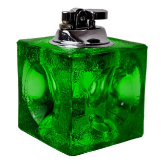Green Ice Cube Lighter in Murano Glass attributed to Antonio Imperatore, Italy, 1970s For Sale