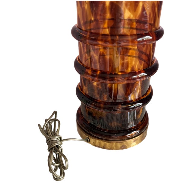 Paul Hanson Vintage Paul Hanson Column Glass Tortoiseshell Spiral Lamp For Sale - Image 4 of 5