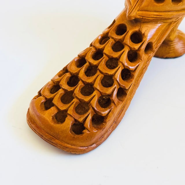 Late 20th Century Vintage Carved Wood Peacock For Sale - Image 5 of 7