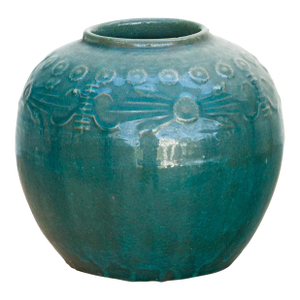 Deep Emerald Glazed Ceramic Vase
