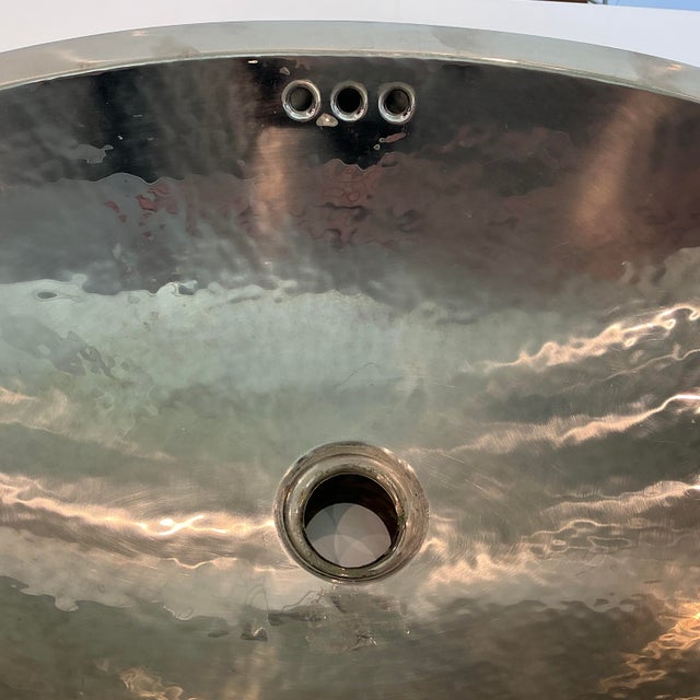 Contemporary Water Works, Normandy Drop in or Undermount Oval Hammered Sink For Sale - Image 3 of 7