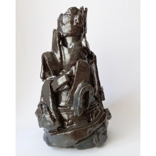 Black Peter Voulkos Inspired Modernist Sculpture Vase by Diane Grant For Sale - Image 8 of 11