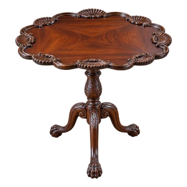 Pair of Chippendale-Style Mahogany Piecrust Tilt-Top Pedestal Tables For Sale
