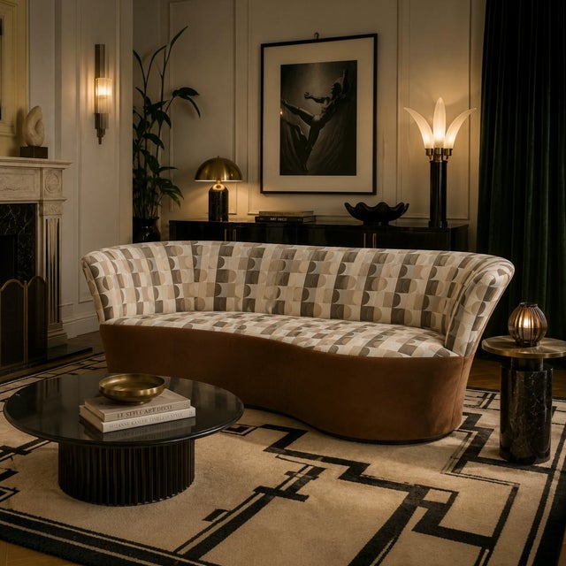 Weiman Style Modern Curved Full-Back Sofa For Sale - Image 11 of 11