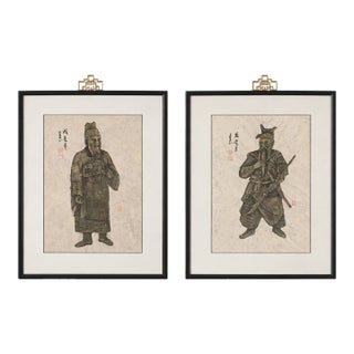 Mid-20th Century Chinese Rubbings – Astronomer & Warrior, After Han Dynasty, a Pair For Sale