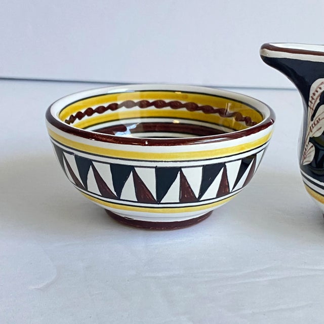 Siena Italy Creamer & Sugar Bowl Set Italian Deruta Pottery Sitting Deer Stag For Sale - Image 4 of 12