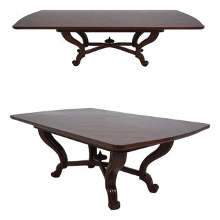 Emanuel Morez Mahogany Brass Inlaid Dining Table For Sale
