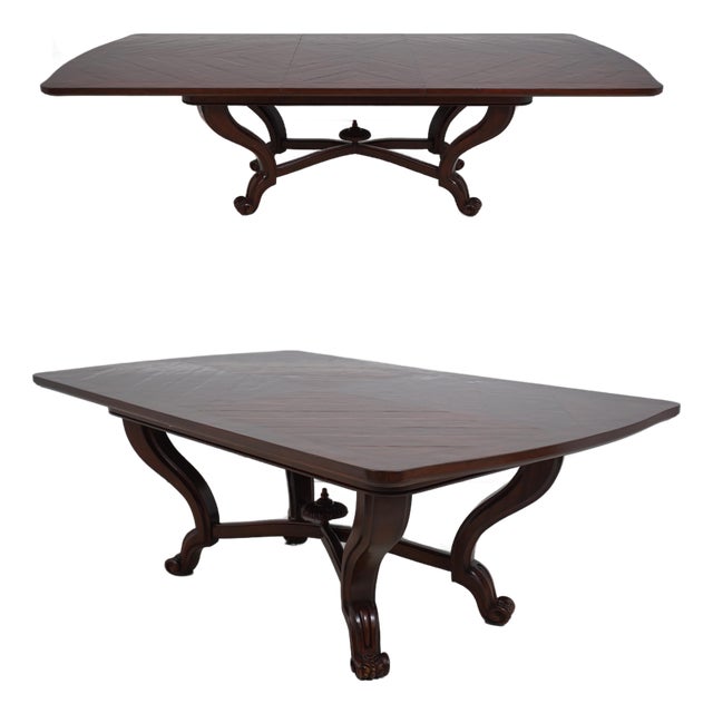 Emanuel Morez Mahogany Brass Inlaid Dining Table For Sale