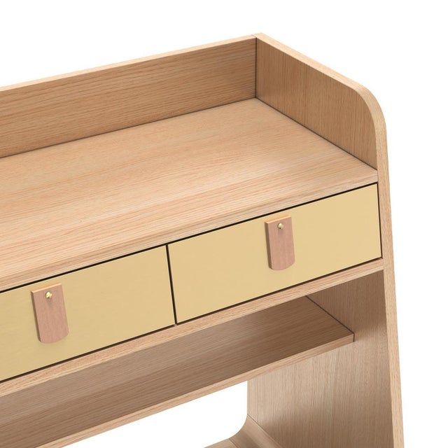 Brushed Brass Suzon Floating Nightstand in Natural Oak by Harto For Sale - Image 4 of 5