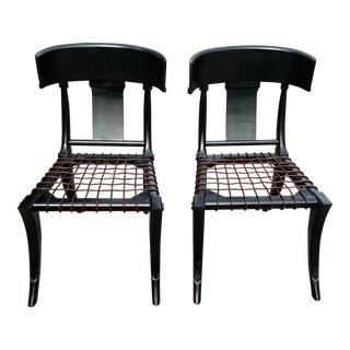 1990s Vintage Klismos Black Dining Chairs - a Pair For Sale