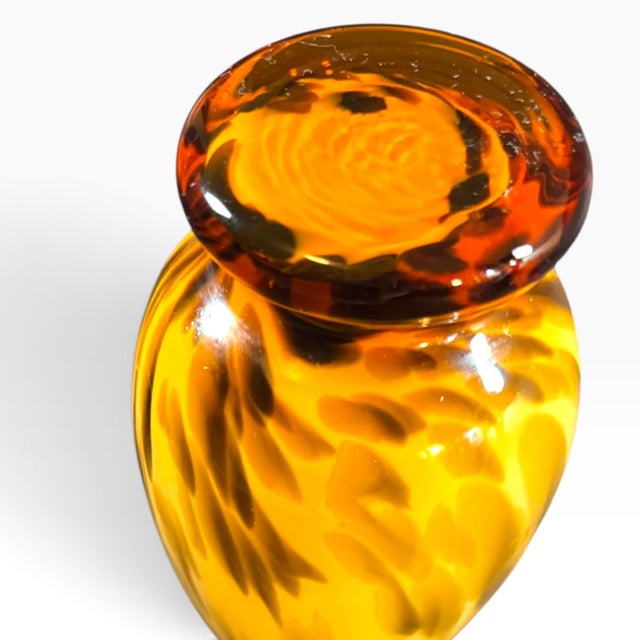 Amber Vintage Murano Amber Swirl Art Glass Bud Vase, 1980s Italian Hand Blown (6" Height) For Sale - Image 8 of 15