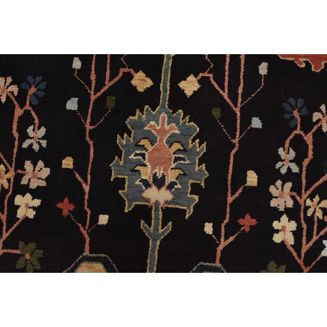 Black Heriz Rug 5’10” X 8’9” Black Wool Vintage Traditional Hand-Knotted Carpet For Sale - Image 8 of 15