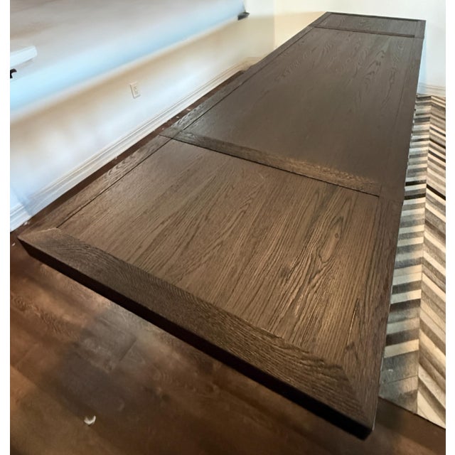 Restoration Hardware French Contemporary Black Oak Extension Dining Table - 84"-132" For Sale - Image 9 of 13