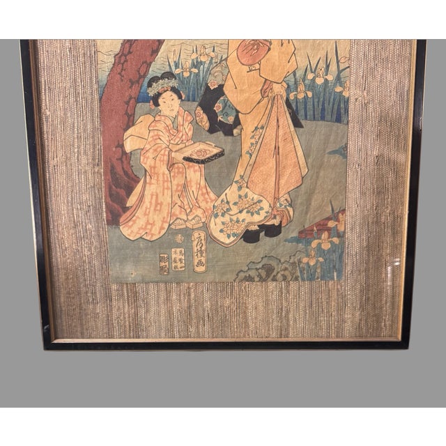 Japanese Antique Japanese Woodblock Print of 2 Women Signed by Utagawa Kurisa For Sale - Image 3 of 8