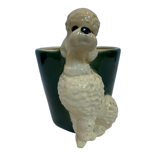 1940s Porcelain White Poodle Large Planter For Sale