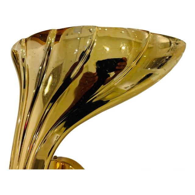 Pair of Fratelli Martini 1980 Polished Bronze Italian Wall Lamps For Sale