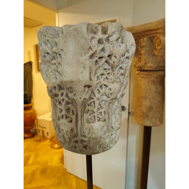 Gray Antique Terracotta Capital in Arabesque Style, 1890 For Sale - Image 8 of 10