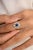 14k White Gold Floral Halo Diamond Blue Sapphire Princess Ring Size 7 For Sale - Image 4 of 12