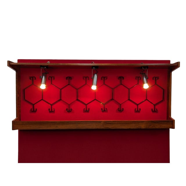 Vintage Space Age Rosewood and Red Lounge Bar, 1970s, Set of 4 For Sale - Image 15 of 18