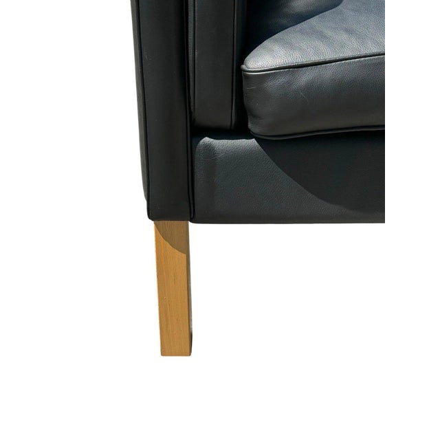 Mid-Century Modern Black Leather Loveseat | Vintage Two Seater Sofa For Sale - Image 10 of 10