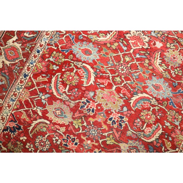 Antique Zabihi Collection Persian Serapi Red Rug For Sale - Image 11 of 12
