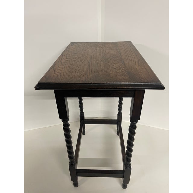 19th Century English Oak Barley Twist Rectangular Side Table For Sale - Image 4 of 12